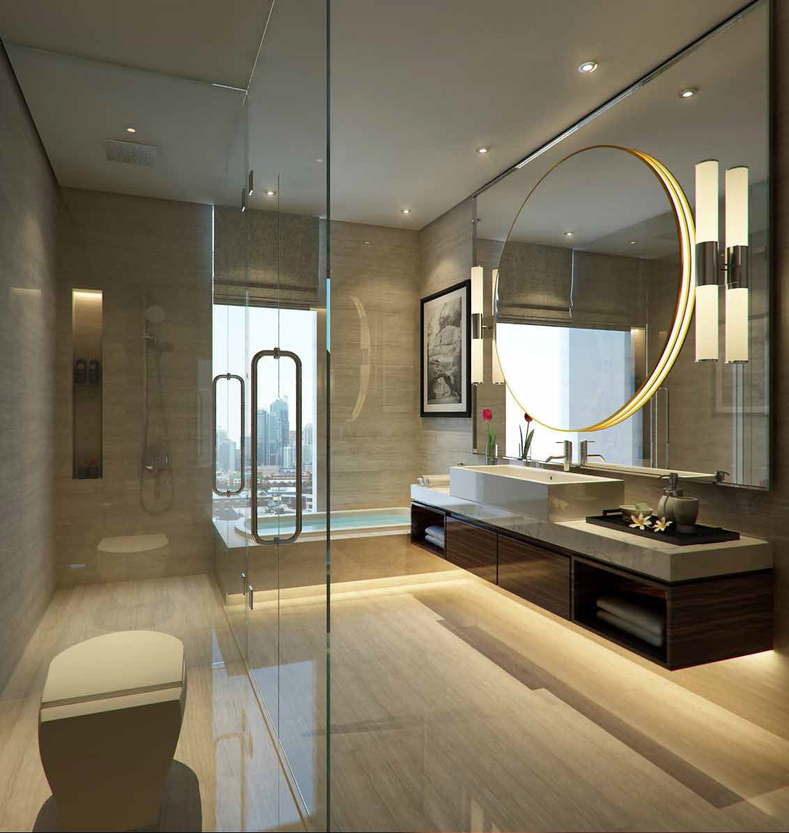 The penthouse master bathroom